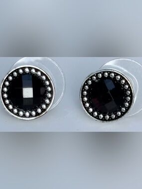 Napier Black and Silver Stud Earrings